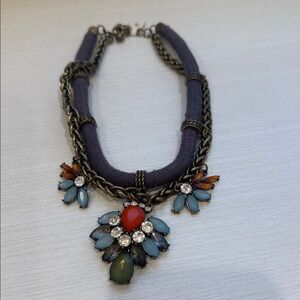 Source Unknown Red and Blue Floral Necklace